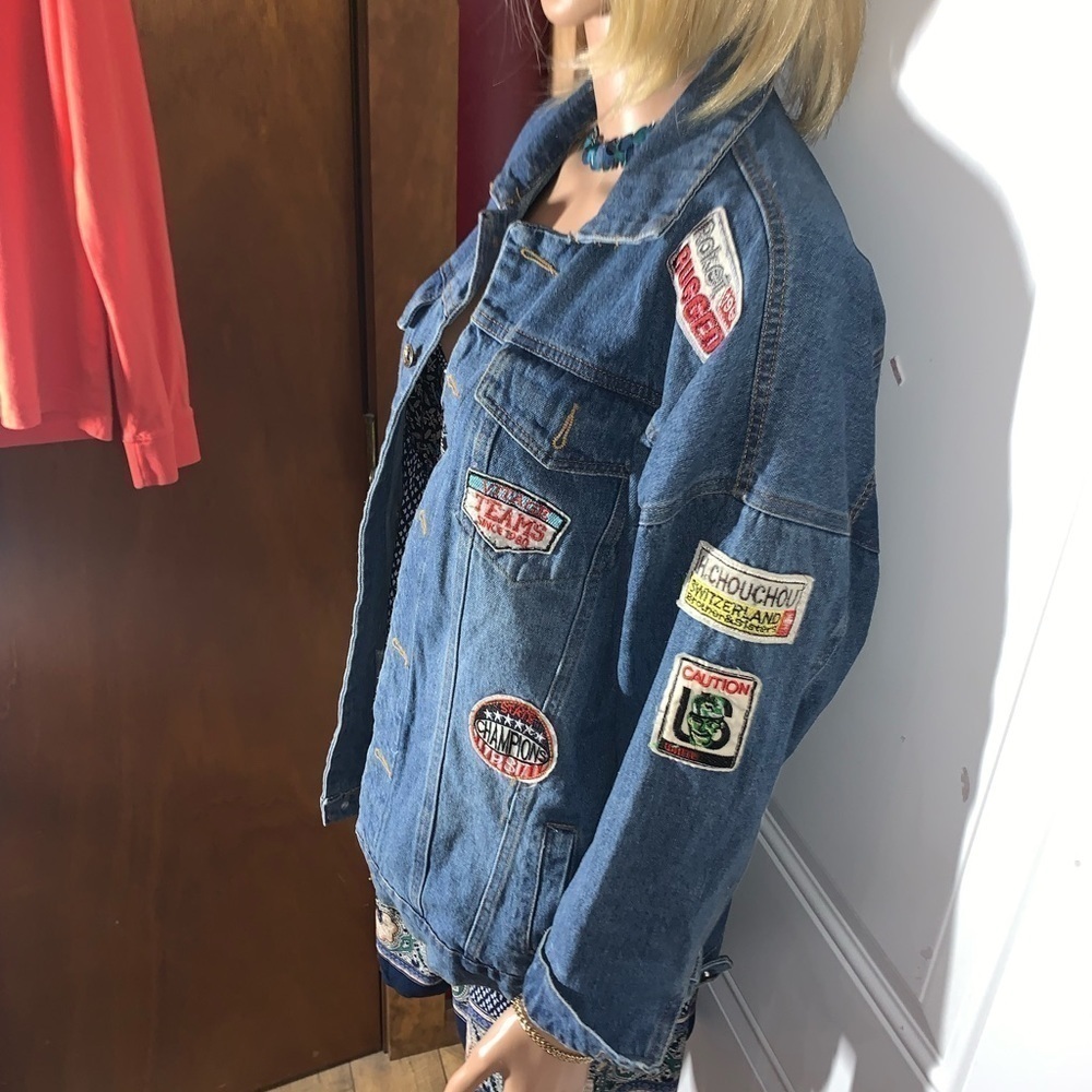 Jean/Denim Jacket with Patches XL - Picture 9 of 12